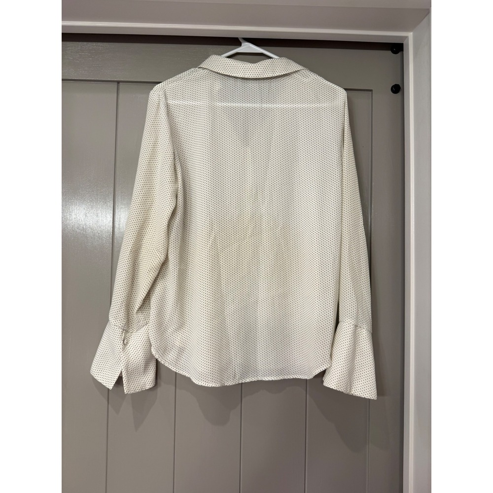 Maison d'Amelie Womens Button Front Blouse Size S Black White Long Sleeve - Picture 10 of 10
